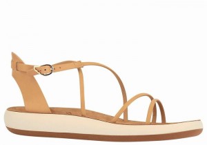 Beige Ancient Greek Sandals Anastasia Comfort Women Ankle Strap Sandals | PVA9610BI