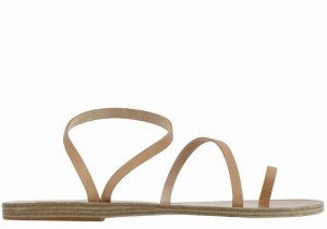 Beige Ancient Greek Sandals Apli Eleftheria Leather Women Toe-Post Sandals | FAP9563RN