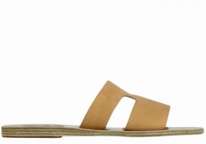 Beige Ancient Greek Sandals Apteros Women Slide Sandals | RCG291OC