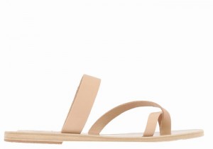 Beige Ancient Greek Sandals Daphnae Leather Women Slide Sandals | BQF295QI