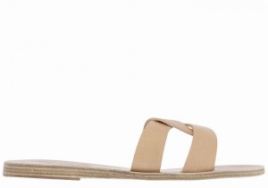 Beige Ancient Greek Sandals Desmos Women Slide Sandals | MXX4846NG