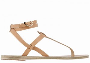 Beige Ancient Greek Sandals Estia Leather Women Ankle Strap Sandals | XFP1017HP
