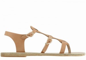 Beige Ancient Greek Sandals Grace Kelly Leather Women Casual Sandals | VUT6290OU