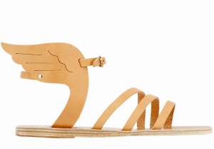 Beige Ancient Greek Sandals Ikaria Leather Women Ankle Strap Sandals | OFQ7948QK