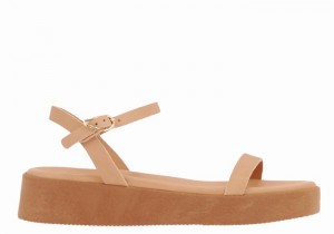 Beige Ancient Greek Sandals Irida Leather Women Platform Sandals | SWU1148TQ