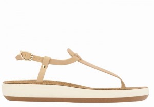 Beige Ancient Greek Sandals Lito Comfort Women Back-Strap Sandals | QTV8625UB