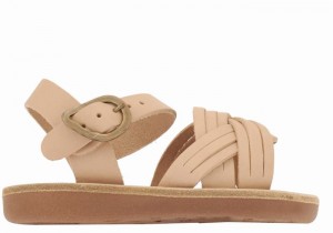 Beige Ancient Greek Sandals Little Electra Soft Kids' Flat Sandals | LOS2059MM