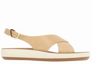 Beige Ancient Greek Sandals Maria Comfort Women Platform Sandals | YLO4951BU