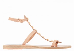 Beige Ancient Greek Sandals Meliti Bee Women Ankle Strap Sandals | VYL9075HS