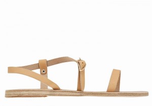 Beige Ancient Greek Sandals Niove Leather Women Back-Strap Sandals | CMT6226BA