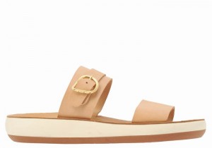 Beige Ancient Greek Sandals Preveza Comfort Women Slide Sandals | GGY2321GQ