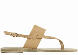 Beige Ancient Greek Sandals Zoe Flip Flop Leather Women Back-Strap Sandals | DWC171IO