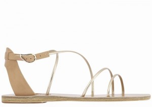 Beige Gold White Ancient Greek Sandals Meloivia Women Ankle Strap Sandals | AOQ5153OP