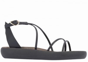 Black Ancient Greek Sandals Anastasia Comfort Women Ankle Strap Sandals | OKH732WE