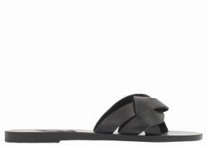 Black Ancient Greek Sandals Arachne Women Slide Sandals | HDR2859US