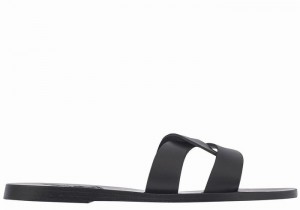 Black Ancient Greek Sandals Desmos Women Slide Sandals | ATH2418DO