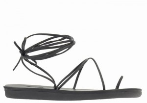 Black Ancient Greek Sandals Du Women Toe-Post Sandals | IJM161MD