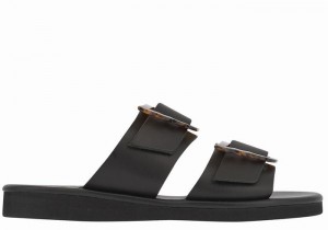 Black Ancient Greek Sandals Iaso Women Slide Sandals | NPU1053KB