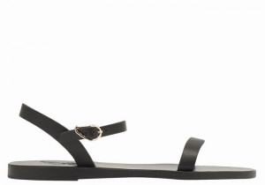 Black Ancient Greek Sandals Irida Leather Women Back-Strap Sandals | XKV7248KZ