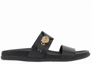 Black Ancient Greek Sandals Latria Women Slide Sandals | XEO121NS