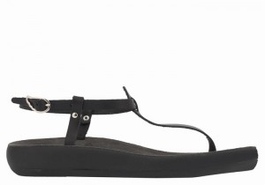 Black Ancient Greek Sandals Lito Comfort Women Back-Strap Sandals | LQS8111KB