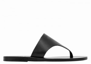 Black Ancient Greek Sandals Mera Leather Women Flip Flops | HBK7726CY
