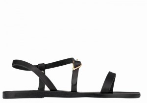 Black Ancient Greek Sandals Niove Leather Women Back-Strap Sandals | WMU5082QU