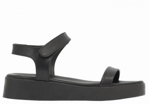 Black Ancient Greek Sandals Salamina Leather Women Platform Sandals | QNC3562JQ