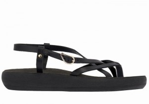 Black Ancient Greek Sandals Semele Comfort Women Back-Strap Sandals | VYJ1891XA