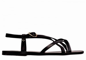 Black Ancient Greek Sandals Semele Leather Women Back-Strap Sandals | NCL2336KK