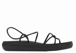 Black Ancient Greek Sandals Taxidi Comfort Women Back-Strap Sandals | MPL42HY