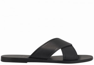 Black Ancient Greek Sandals Thais Women Slide Sandals | MZU7814QT