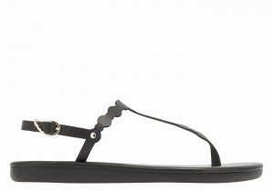 Black Ancient Greek Sandals Velos Flip Flop Women Back-Strap Sandals | QJB4155YL