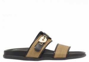 Brown Black Ancient Greek Sandals Latria Women Slide Sandals | EYJ5383NI