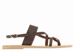 Chocolate Ancient Greek Sandals Alethea Women Back-Strap Sandals | ZGM1498KY