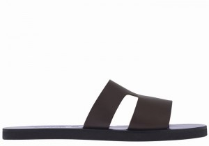 Chocolate Ancient Greek Sandals Apteros Men Slide Sandals | KFG3172HI