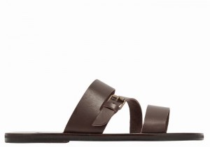 Chocolate Ancient Greek Sandals Ifiklis Leather Men Slide Sandals | MSU2039KL