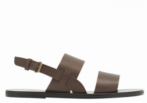 Chocolate Ancient Greek Sandals Irodotos Leather Men Casual Sandals | CAB1869CB