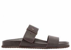 Chocolate Ancient Greek Sandals Kimon Men Slide Sandals | MOR2949FQ