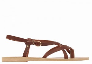 Coffee Ancient Greek Sandals Semele Leather Women Back-Strap Sandals | ZCC4158UW