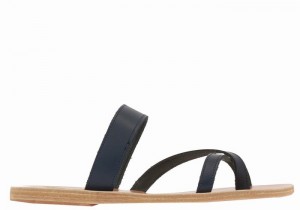 Dark Blue Ancient Greek Sandals Daphnae Leather Women Slide Sandals | QZK8395NK