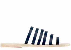 Dark Blue Ancient Greek Sandals Niki Leather Women Toe-Post Sandals | PRD7542DI