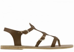 Dark Brown Ancient Greek Sandals Grace Kelly Leather Women Casual Sandals | IKW721TF