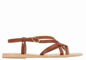 Dark Brown Ancient Greek Sandals Semele Leather Women Back-Strap Sandals | NID864JX