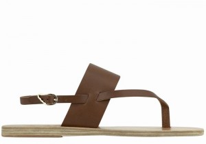 Dark Brown Ancient Greek Sandals Zoe Flip Flop Leather Women Back-Strap Sandals | EQC546QZ