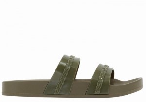 Dark Green Ancient Greek Sandals Meli Women Slide Sandals | THQ8157EA