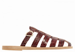 Dark Red Black Ancient Greek Sandals Cosmia Women Fisherman Sandals | EDY538BD