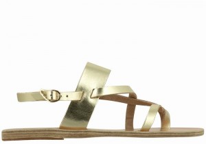 Gold White Ancient Greek Sandals Alethea Leather Women Back-Strap Sandals | ZBU9467LU