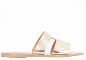 Gold White Ancient Greek Sandals Apteros Women Slide Sandals | XVC1628BO