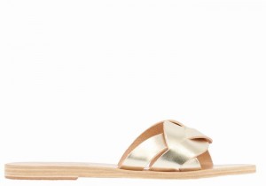 Gold White Ancient Greek Sandals Arachne Women Slide Sandals | BIO9774PM